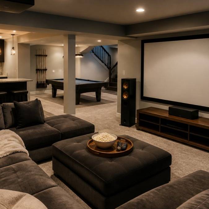 10 Entertainment Basement Ideas With Projector Screen 1791263195 1